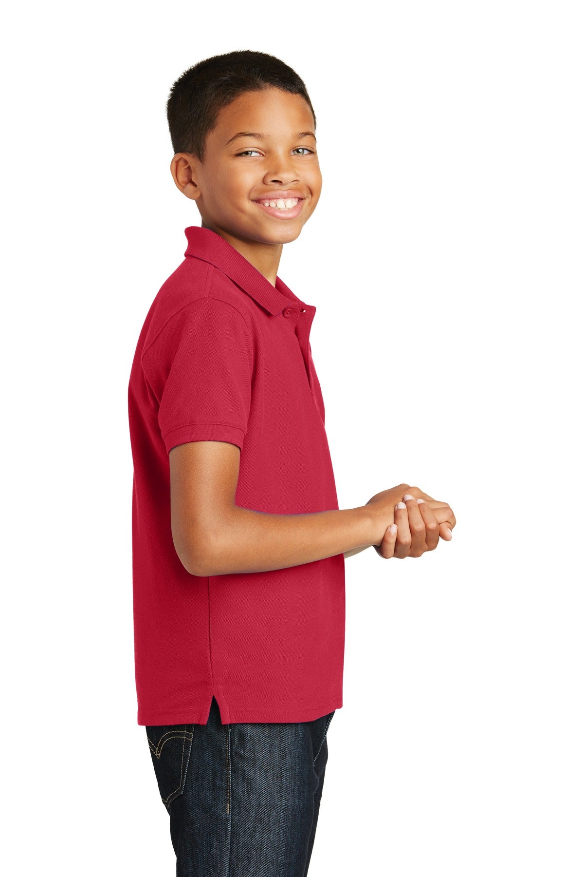 Port Authority Youth Core Classic Pique Polo. Y100 - Rich Red - side