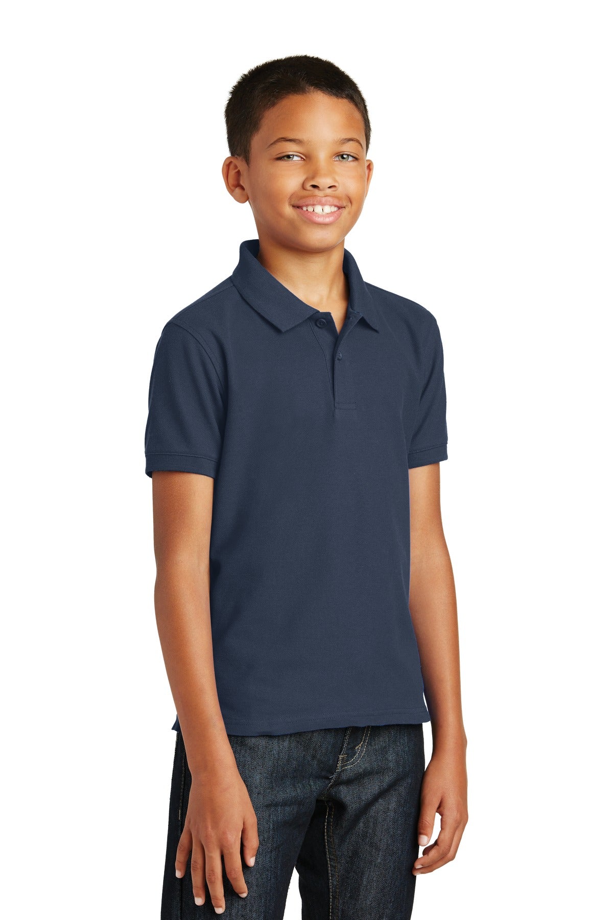 Port Authority Youth Core Classic Pique Polo. Y100 - River Blue Navy - three_q