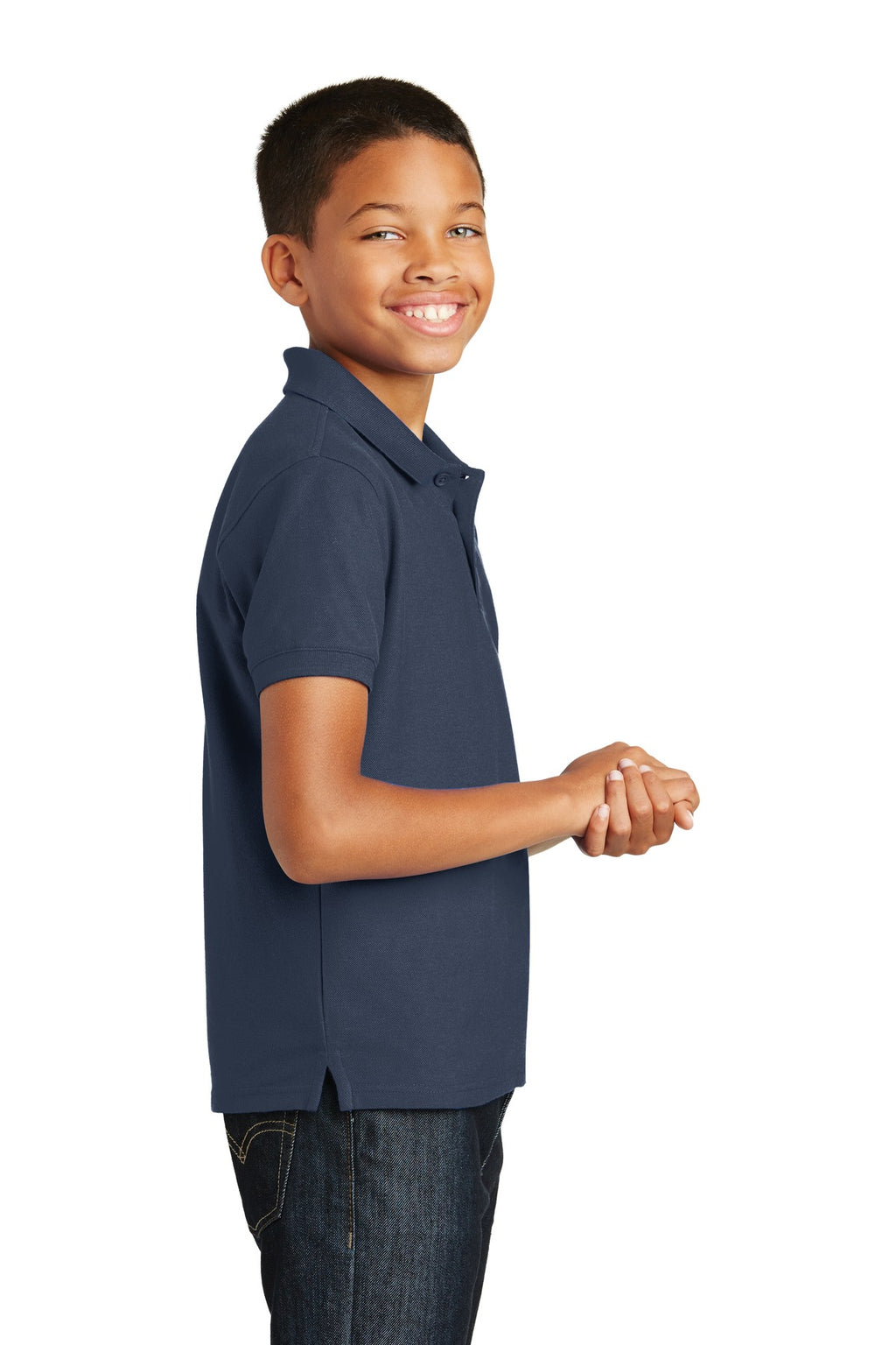 Port Authority Youth Core Classic Pique Polo. Y100 - River Blue Navy - side