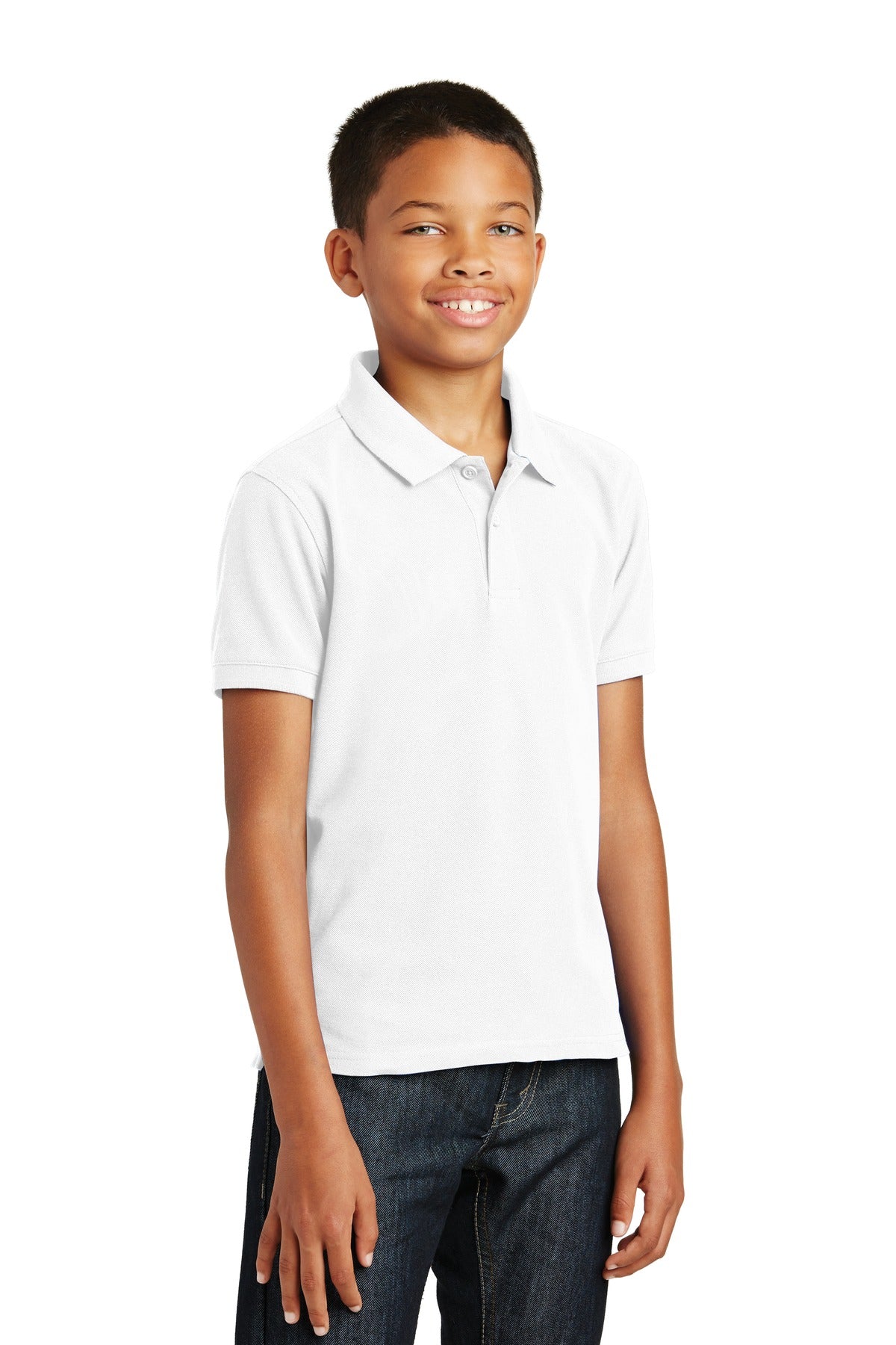 Port Authority Youth Core Classic Pique Polo. Y100 - White - three_q