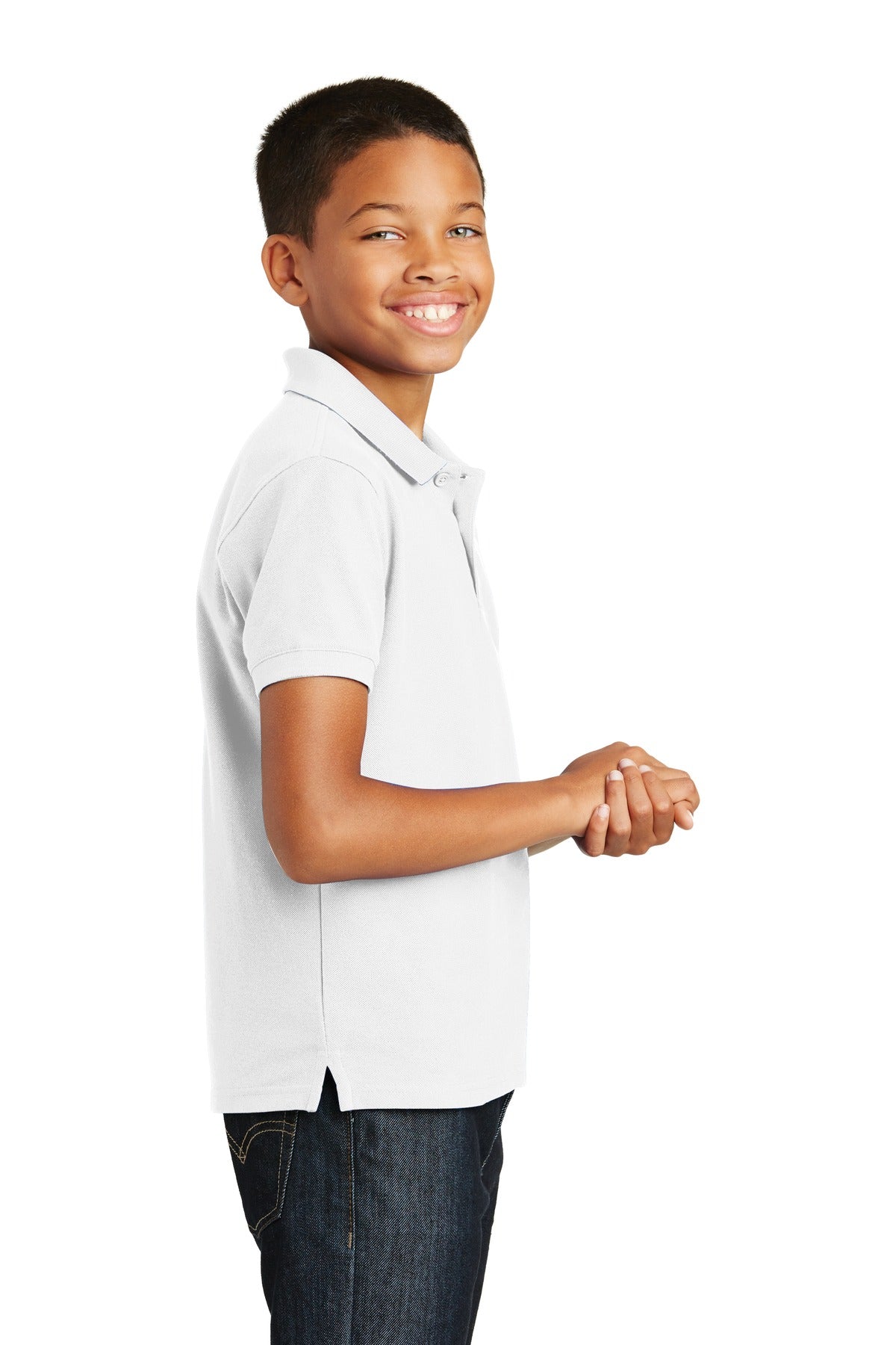 Port Authority Youth Core Classic Pique Polo. Y100 - White - side