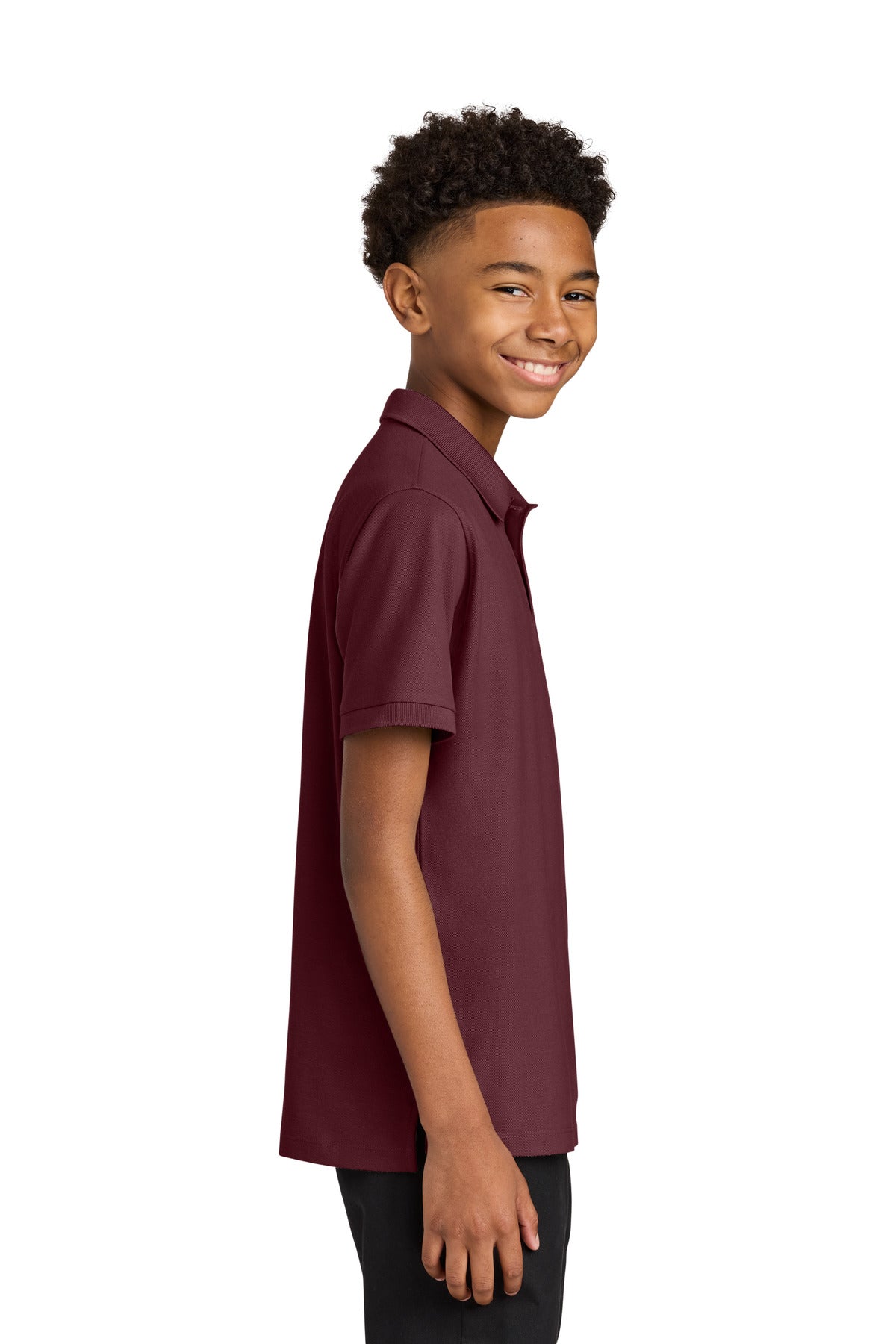 Port Authority Youth Wearever Signature Pique Polo Y200 - Burgundy - side