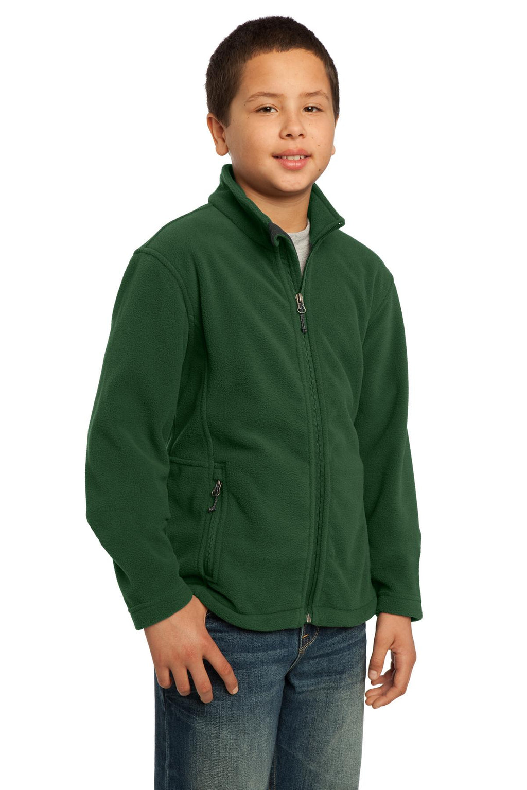 Port Authority Youth Value Fleece Jacket. Y217 - Forest Green - three_q