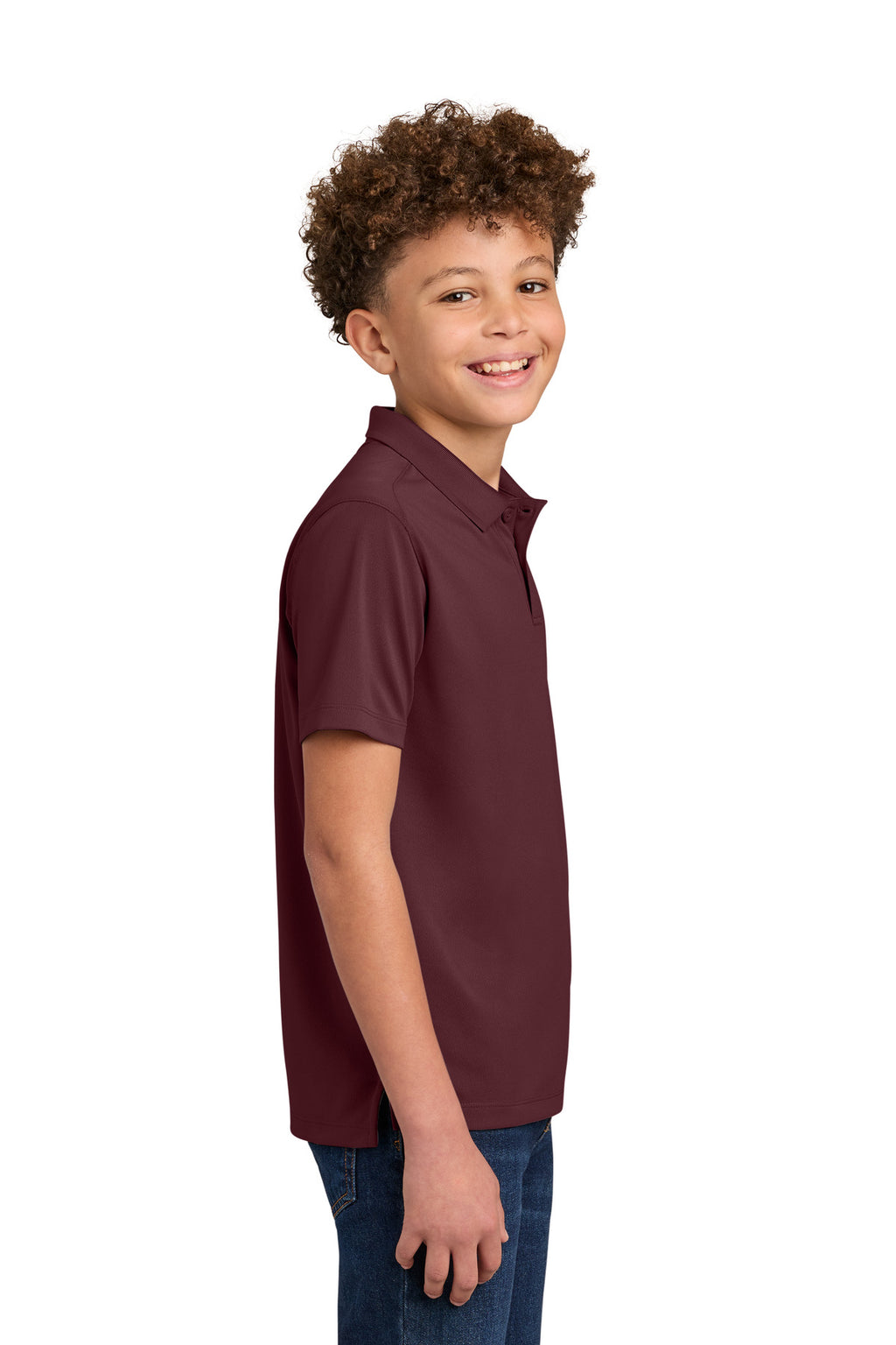 Port Authority Youth Wearever Performance Pique Polo Y240 - Burgundy - side