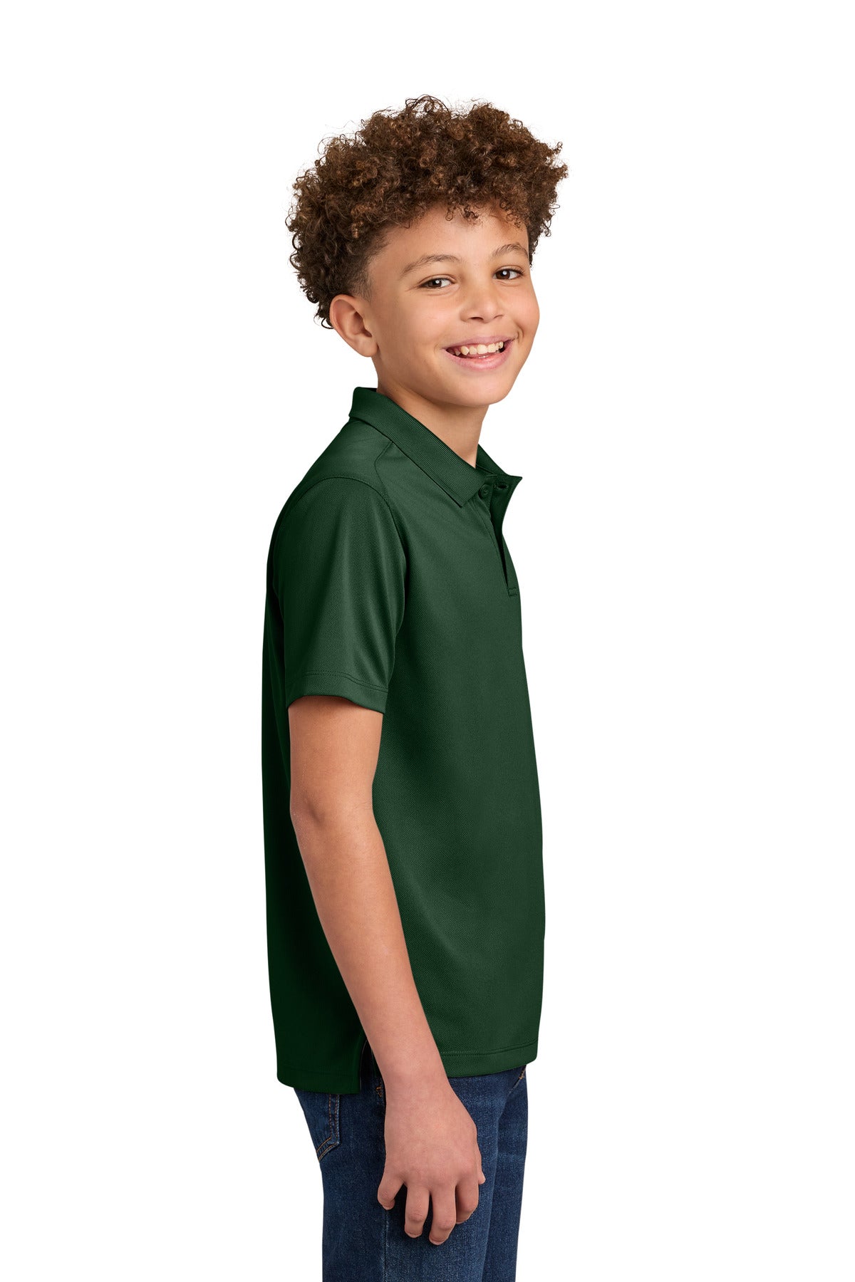 Port Authority Youth Wearever Performance Pique Polo Y240 - Deep Forest Green - side