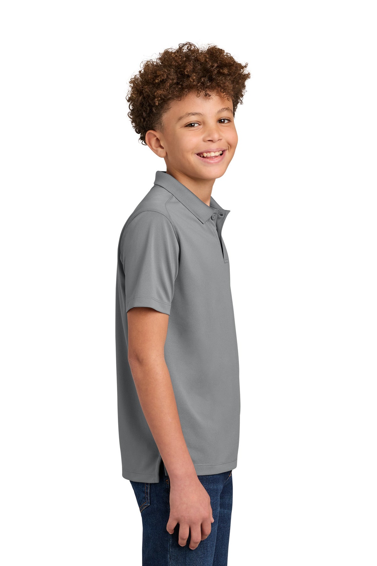 Port Authority Youth Wearever Performance Pique Polo Y240 - Gusty Grey - side