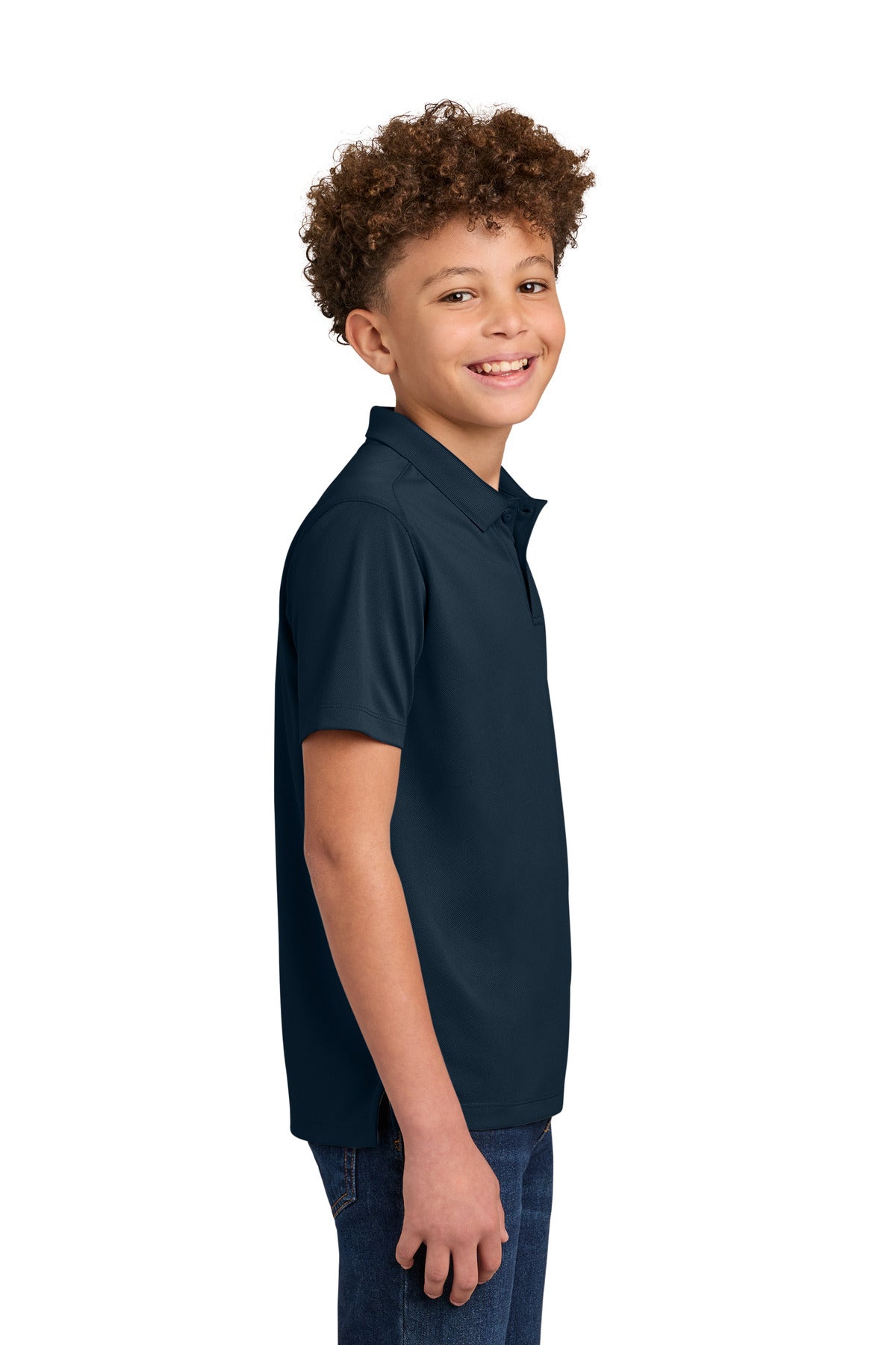 Port Authority Youth Wearever Performance Pique Polo Y240 - River Blue Navy - side