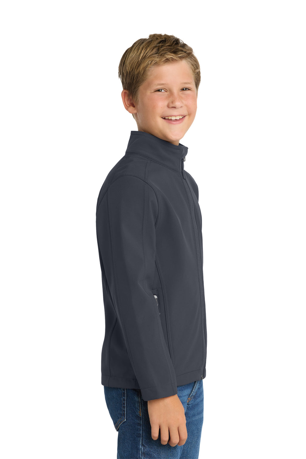 Port Authority Youth Core Soft Shell Jacket. Y317 - Battleship Grey - side