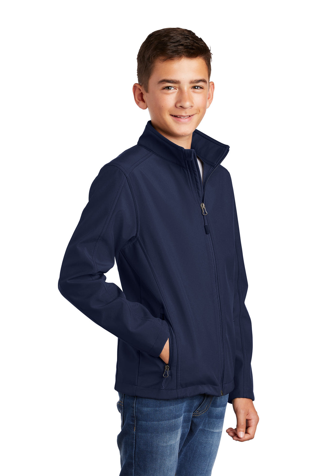 Port Authority Youth Core Soft Shell Jacket. Y317 - Dress Blue Navy - three_q