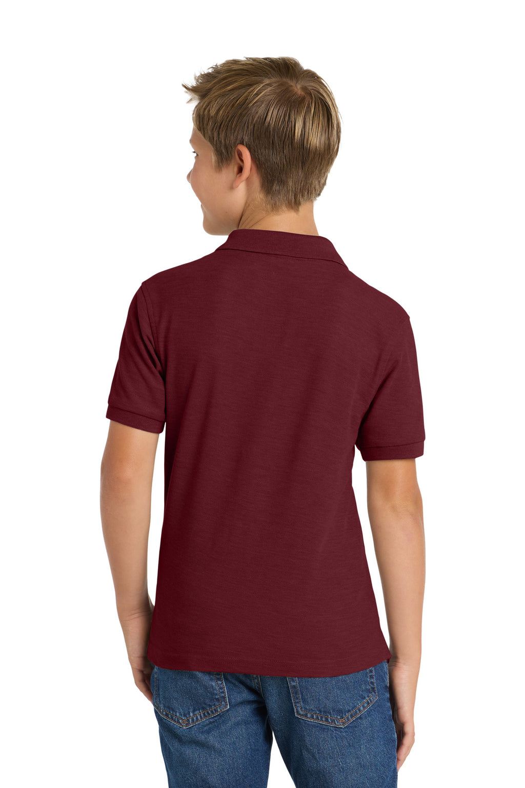 Port Authority Youth Silk Touch Polo. Y500 - Burgundy - back