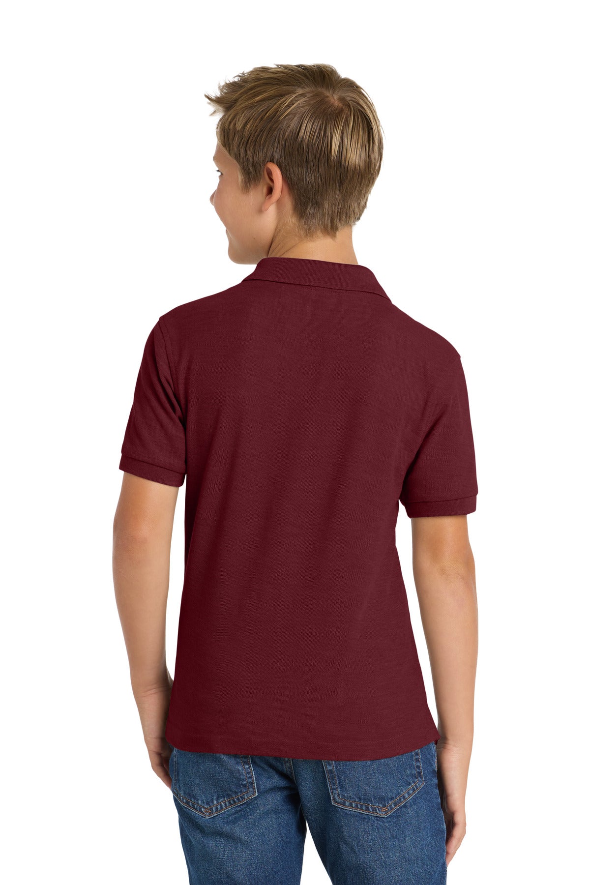 Port Authority Youth Silk Touch Polo. Y500 - Burgundy - back