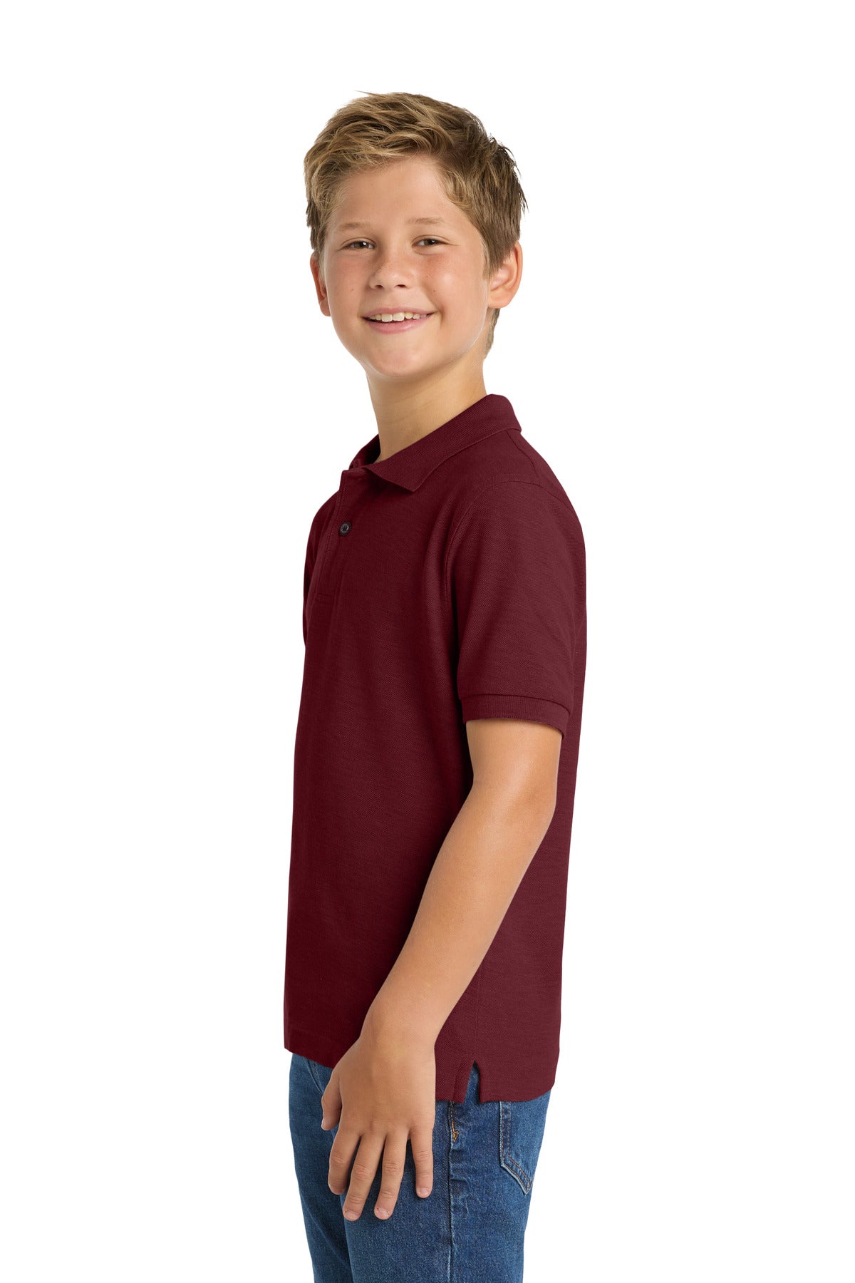 Port Authority Youth Silk Touch Polo. Y500 - Burgundy - side