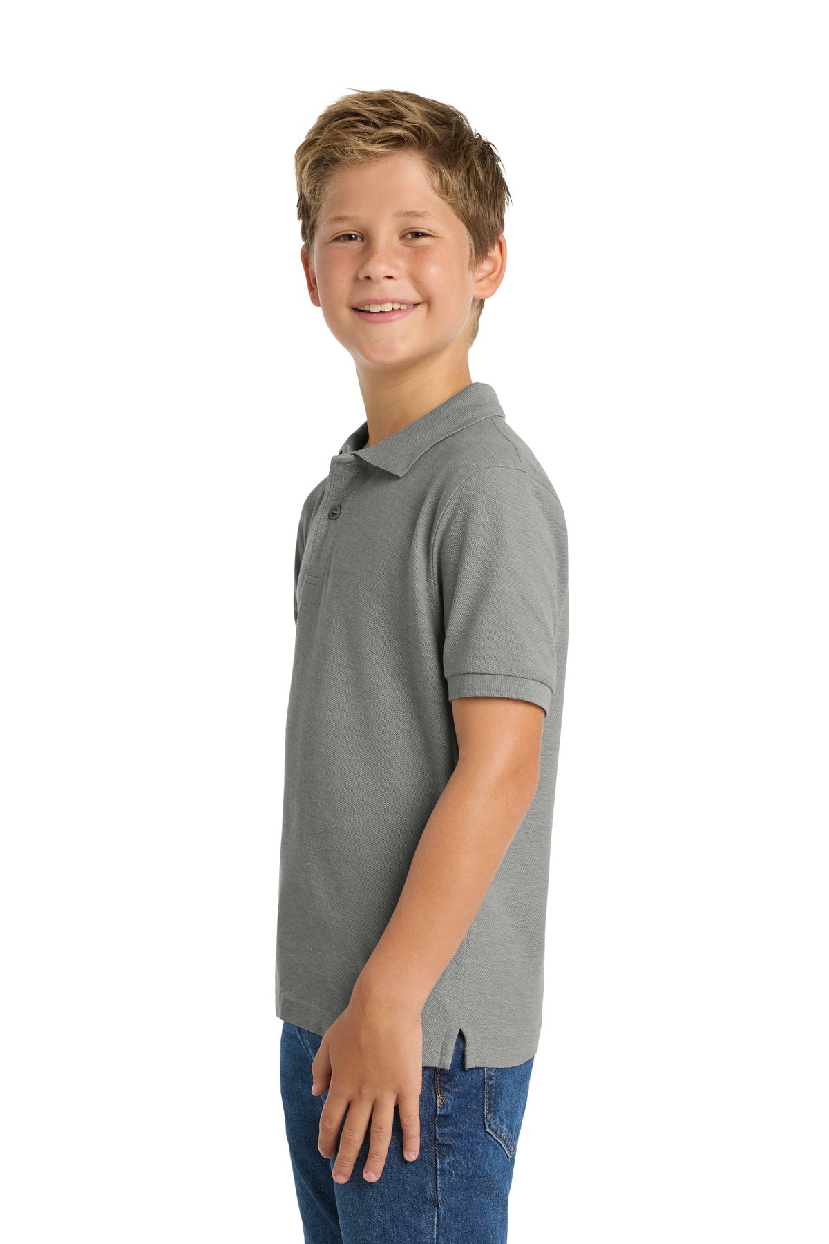 Port Authority Youth Silk Touch Polo. Y500 - Cool Grey - side