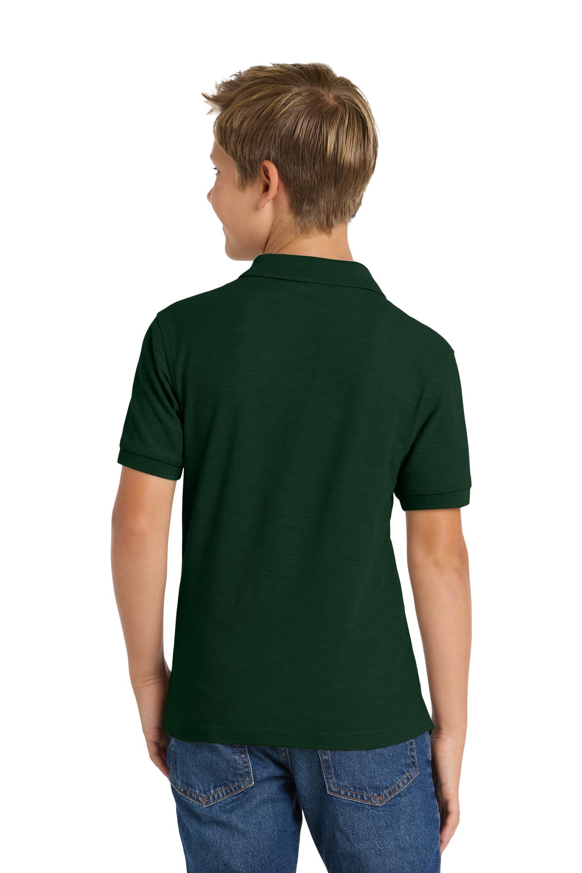 Port Authority Youth Silk Touch Polo. Y500 - Dark Green - back