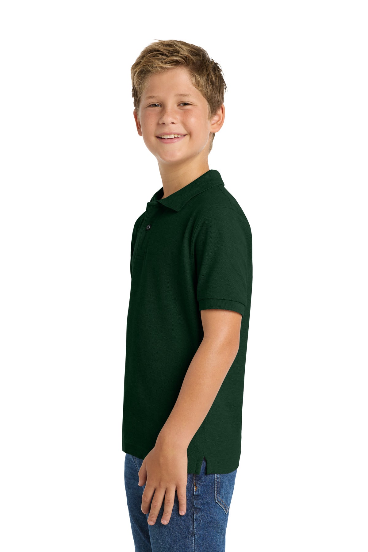 Port Authority Youth Silk Touch Polo. Y500 - Dark Green - side