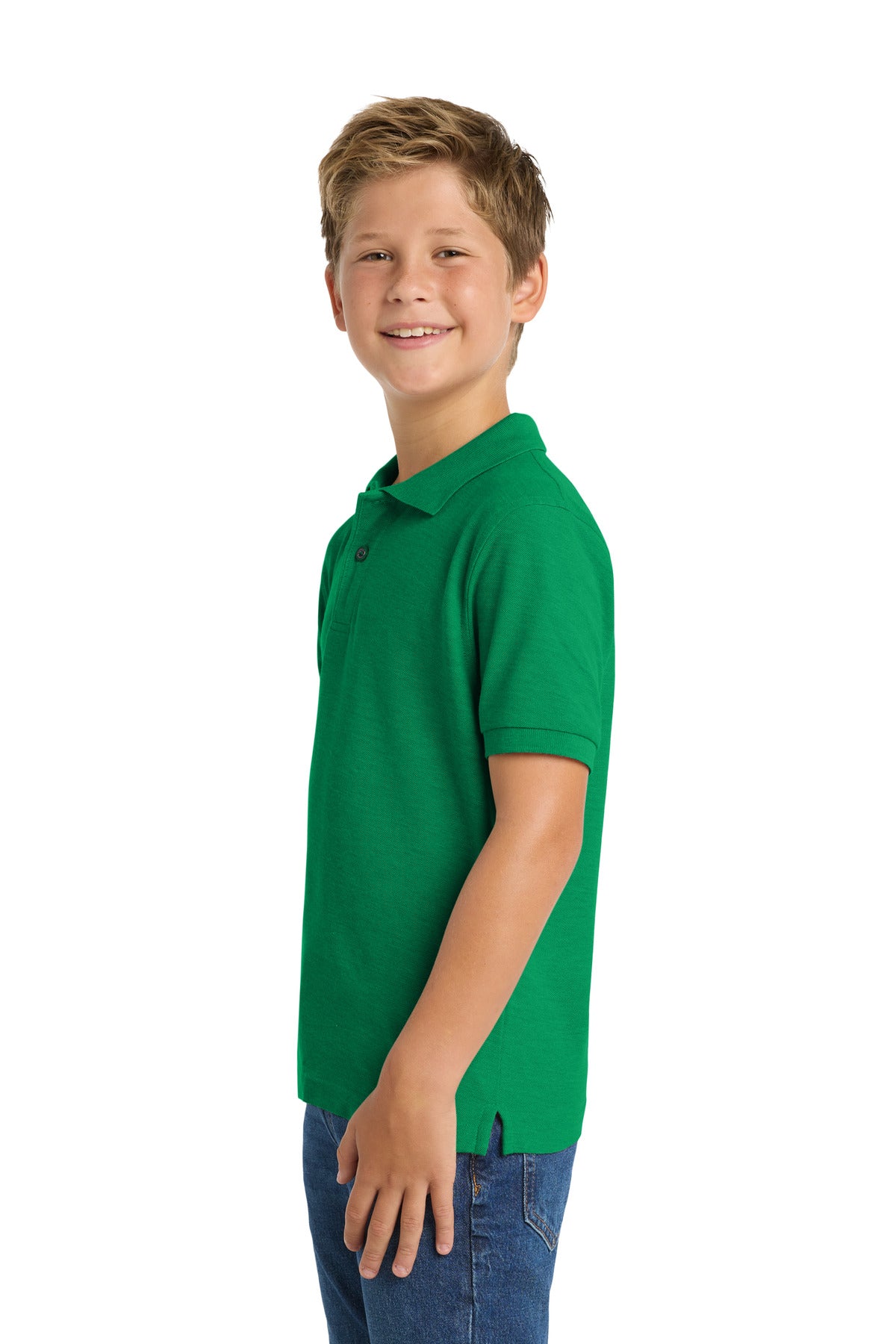 Port Authority Youth Silk Touch Polo. Y500 - Kelly Green - side