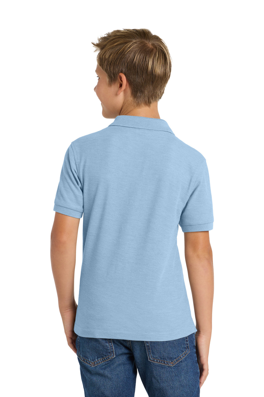 Port Authority Youth Silk Touch Polo. Y500 - Light Blue - back