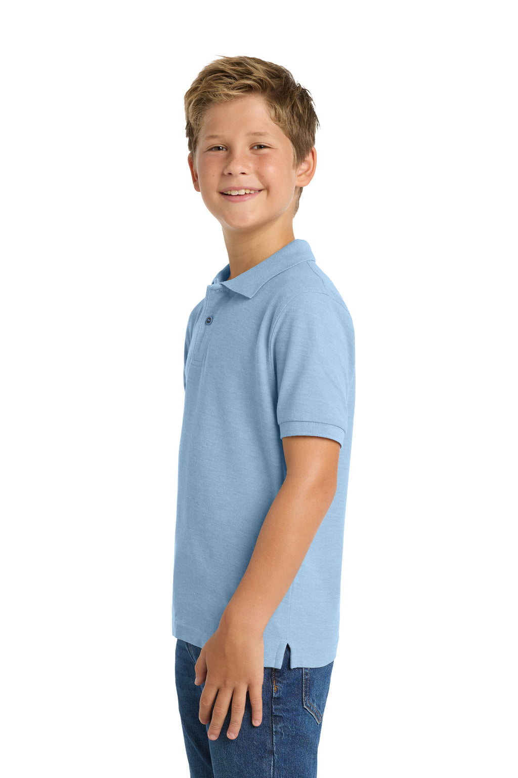 Port Authority Youth Silk Touch Polo. Y500 - Light Blue - side