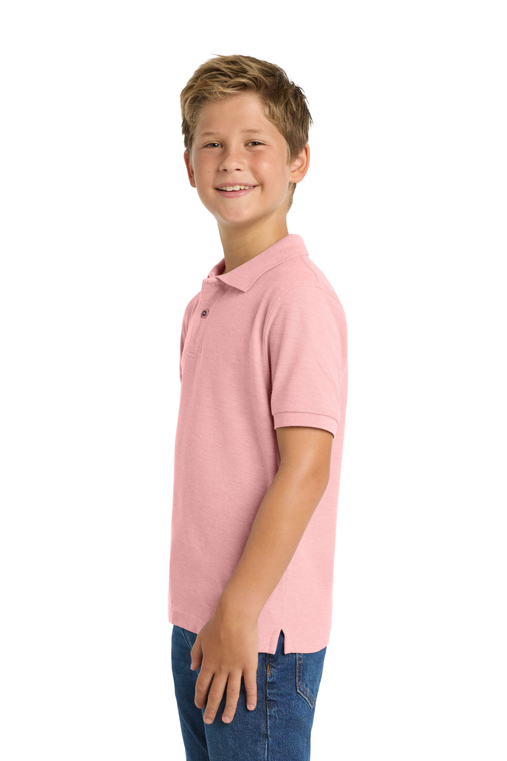 Port Authority Youth Silk Touch Polo. Y500 - Light Pink - side