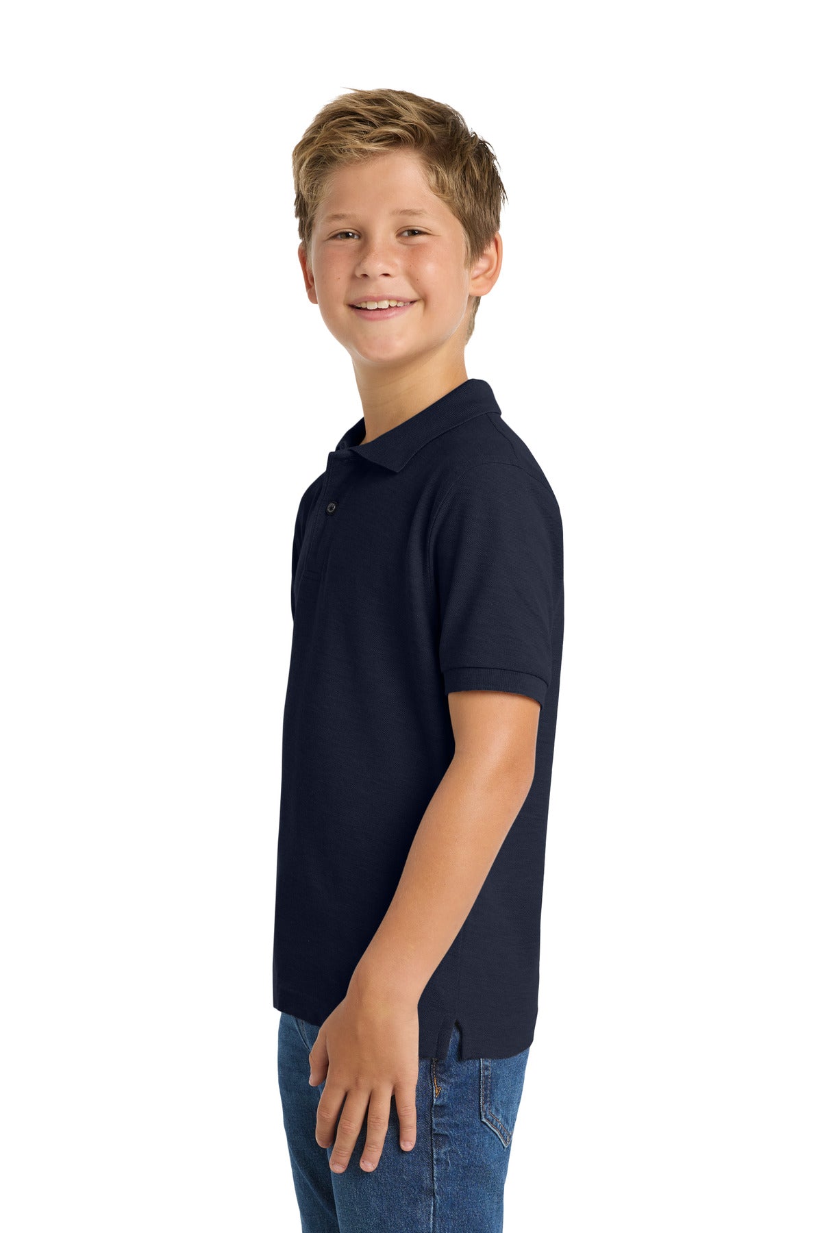 Port Authority Youth Silk Touch Polo. Y500 - Navy - side