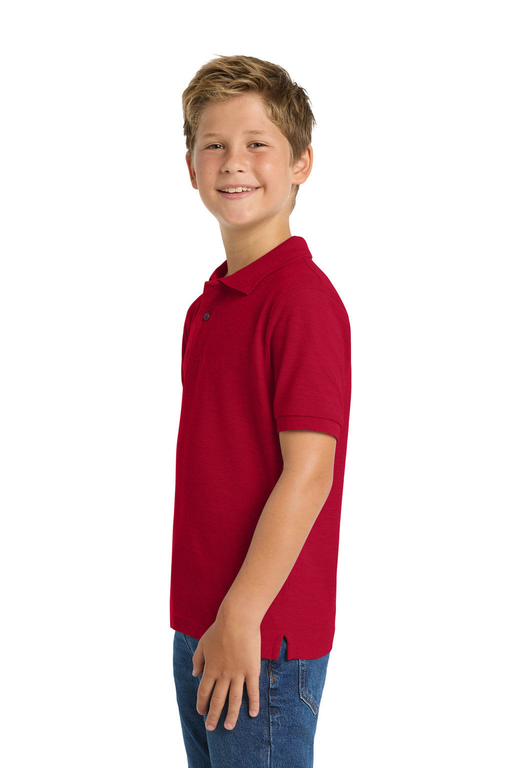 Port Authority Youth Silk Touch Polo. Y500 - Red - side