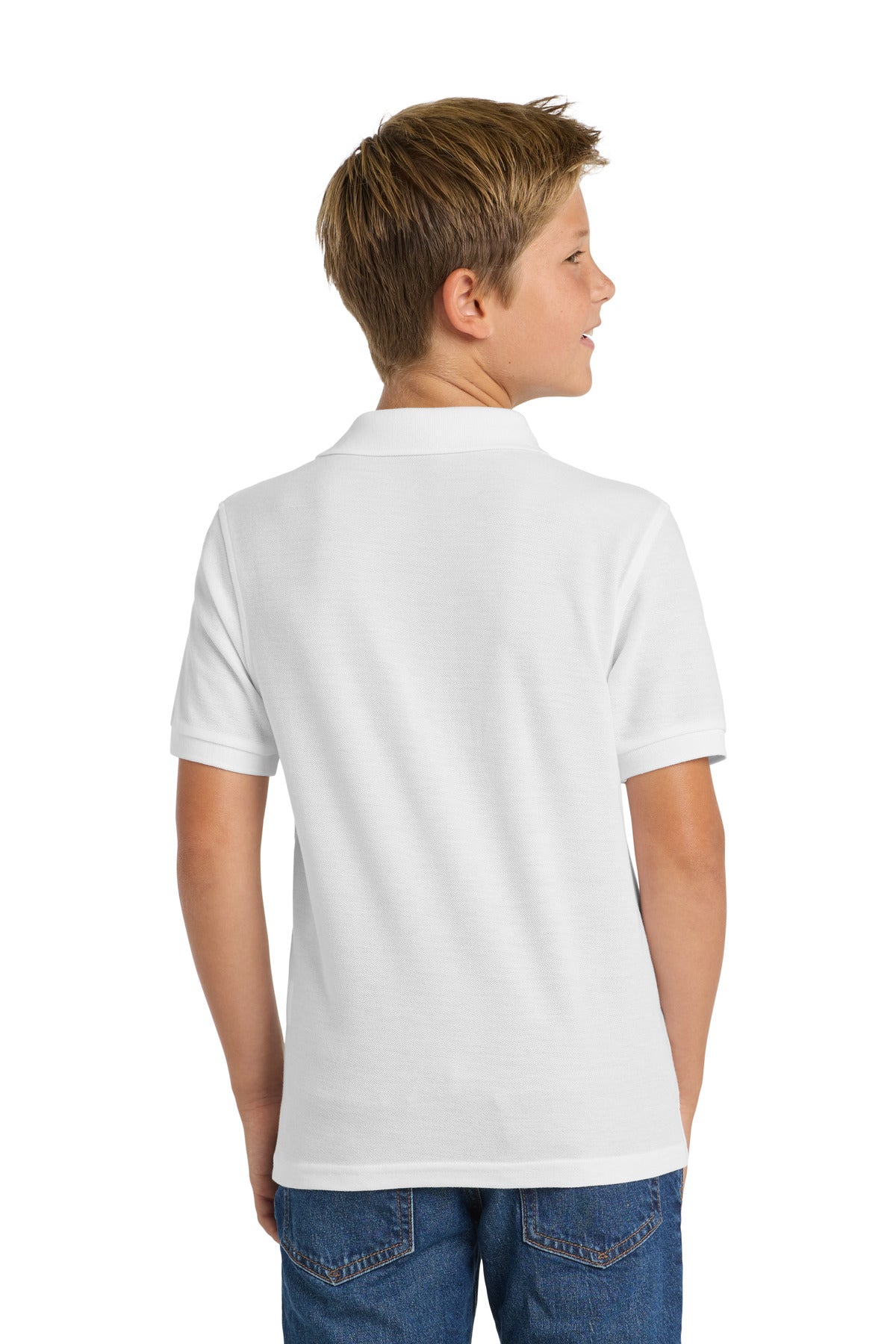 Port Authority Youth Silk Touch Polo. Y500 - White - back