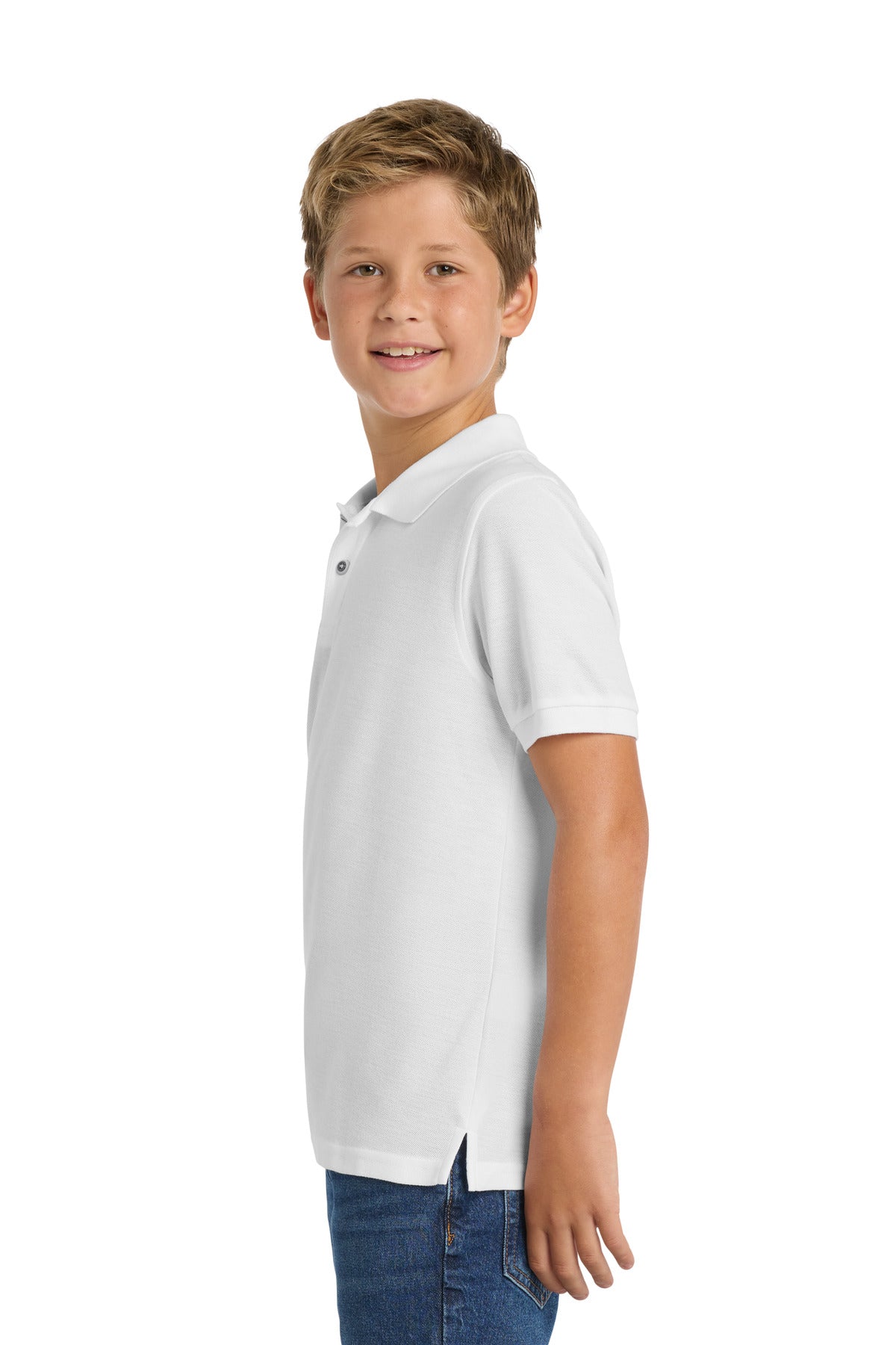 Port Authority Youth Silk Touch Polo. Y500 - White - side