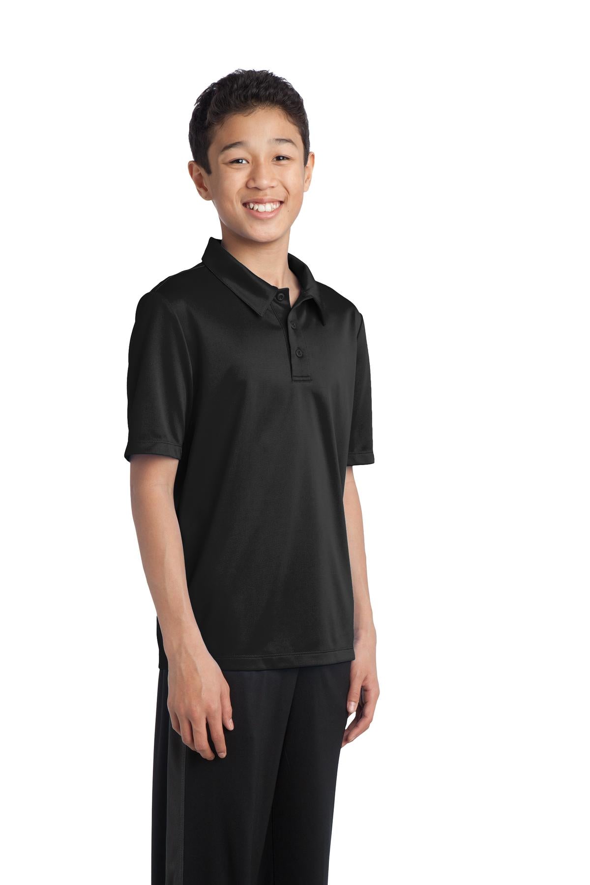 Port Authority Youth Silk Touch Performance Polo. Y540 - Black - three_q