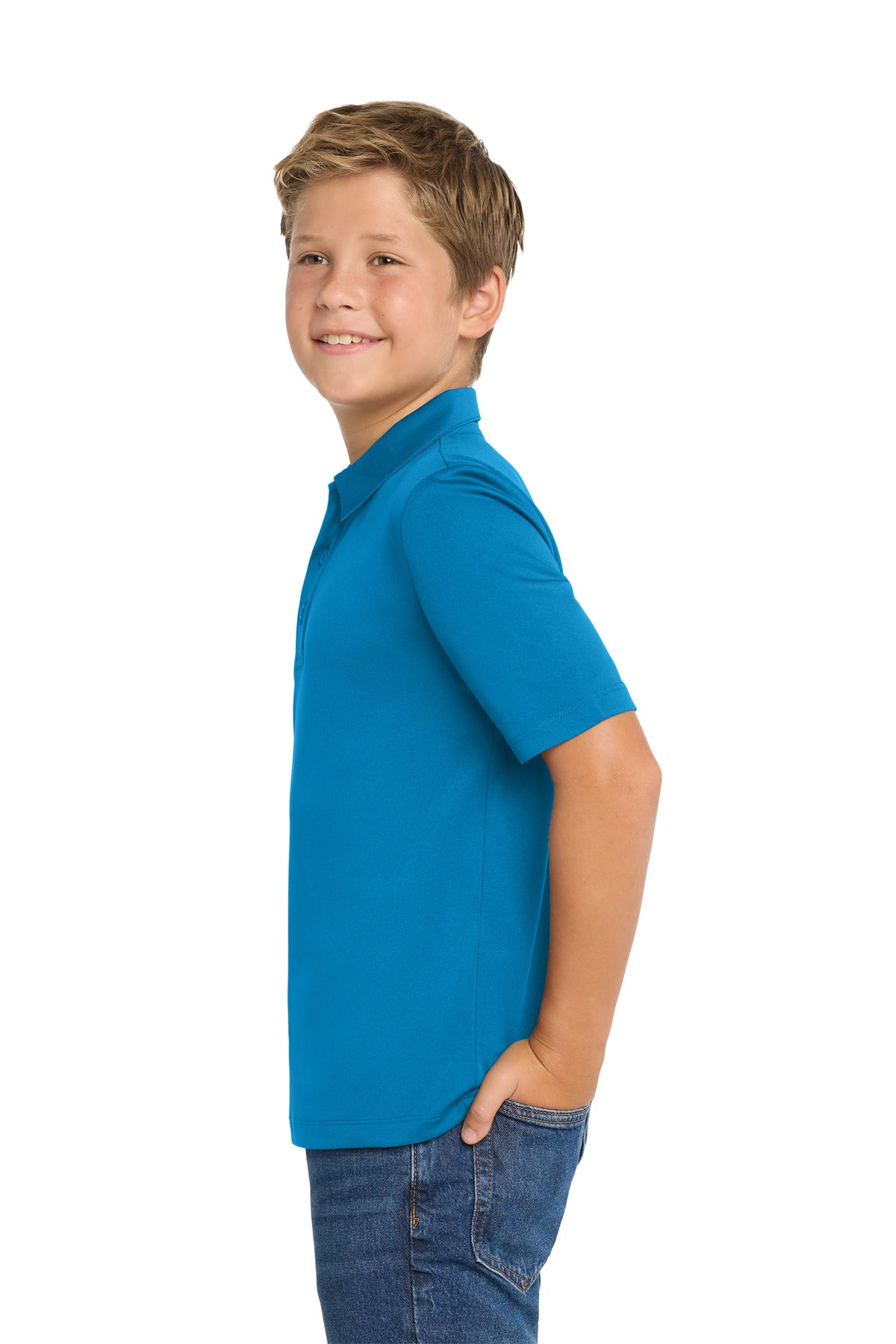 Port Authority Youth Silk Touch Performance Polo. Y540 - Brilliant Blue - side