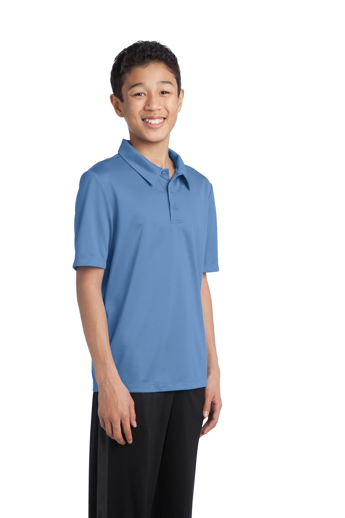Port Authority Youth Silk Touch Performance Polo. Y540 - Carolina Blue - three_q