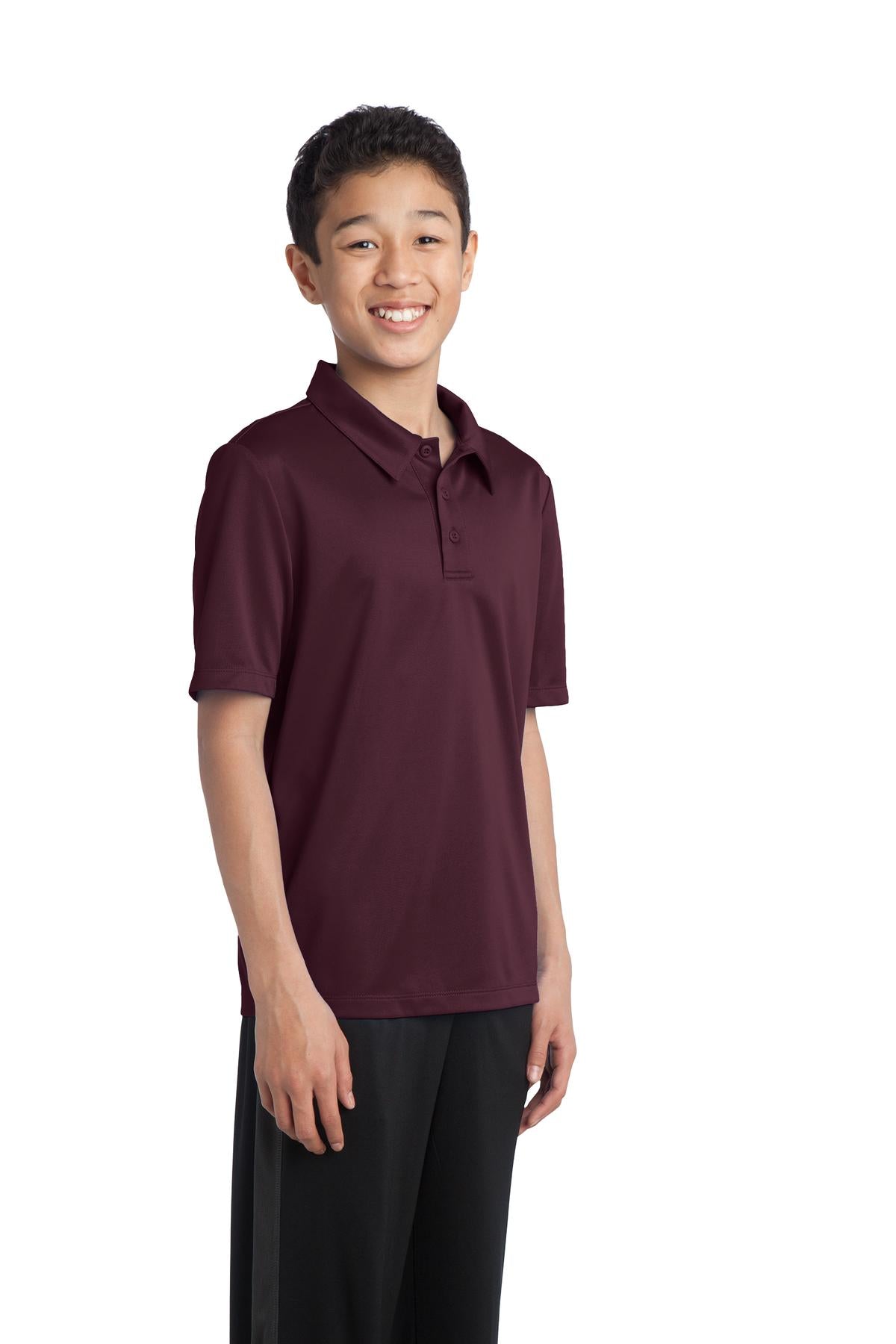 Port Authority Youth Silk Touch Performance Polo. Y540 - Maroon - three_q