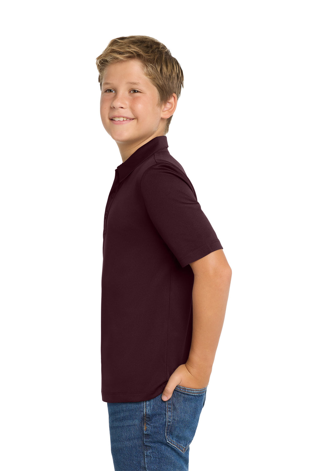 Port Authority Youth Silk Touch Performance Polo. Y540 - Maroon - side