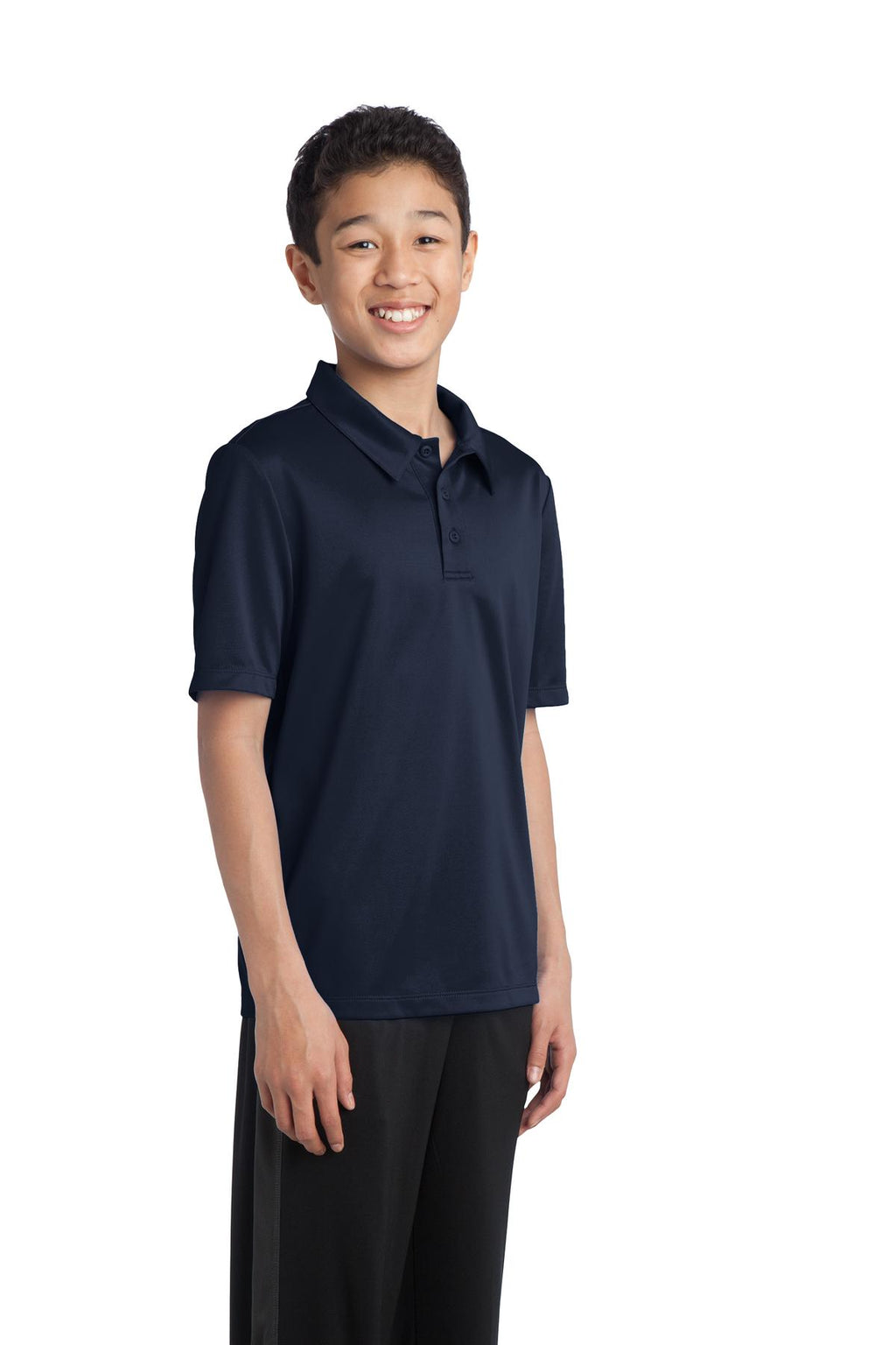 Port Authority Youth Silk Touch Performance Polo. Y540 - Navy - three_q