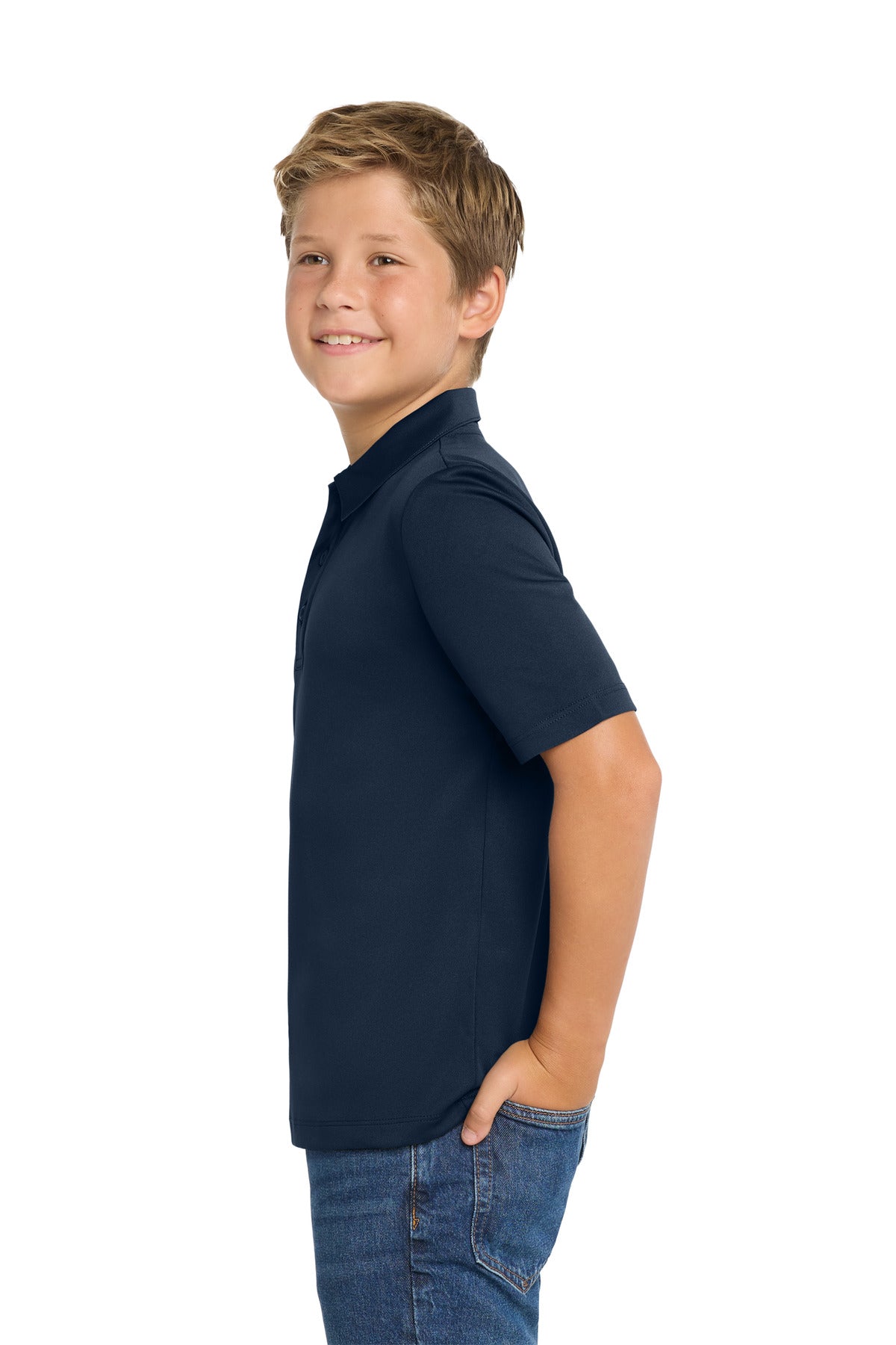 Port Authority Youth Silk Touch Performance Polo. Y540 - Navy - side