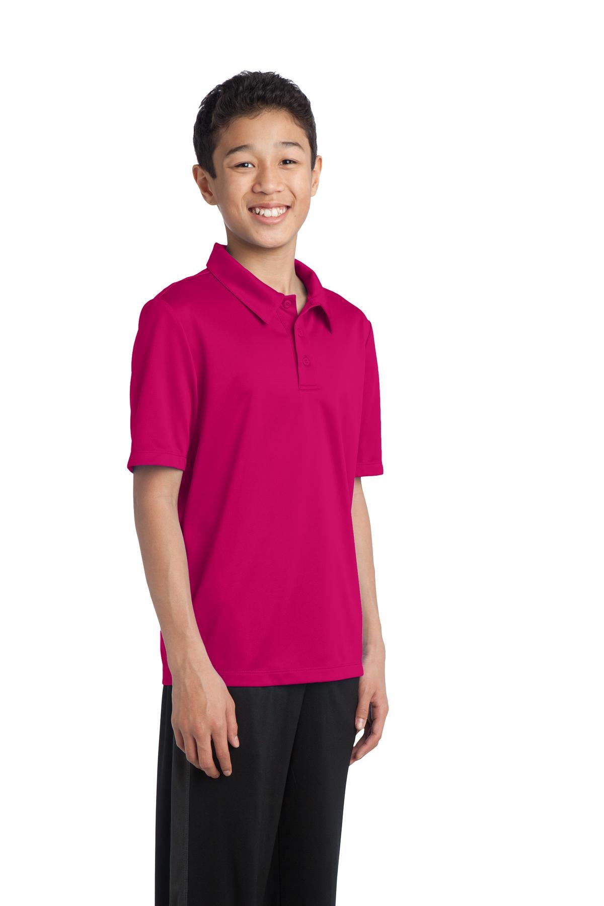 Port Authority Youth Silk Touch Performance Polo. Y540 - Pink Raspberry - three_q
