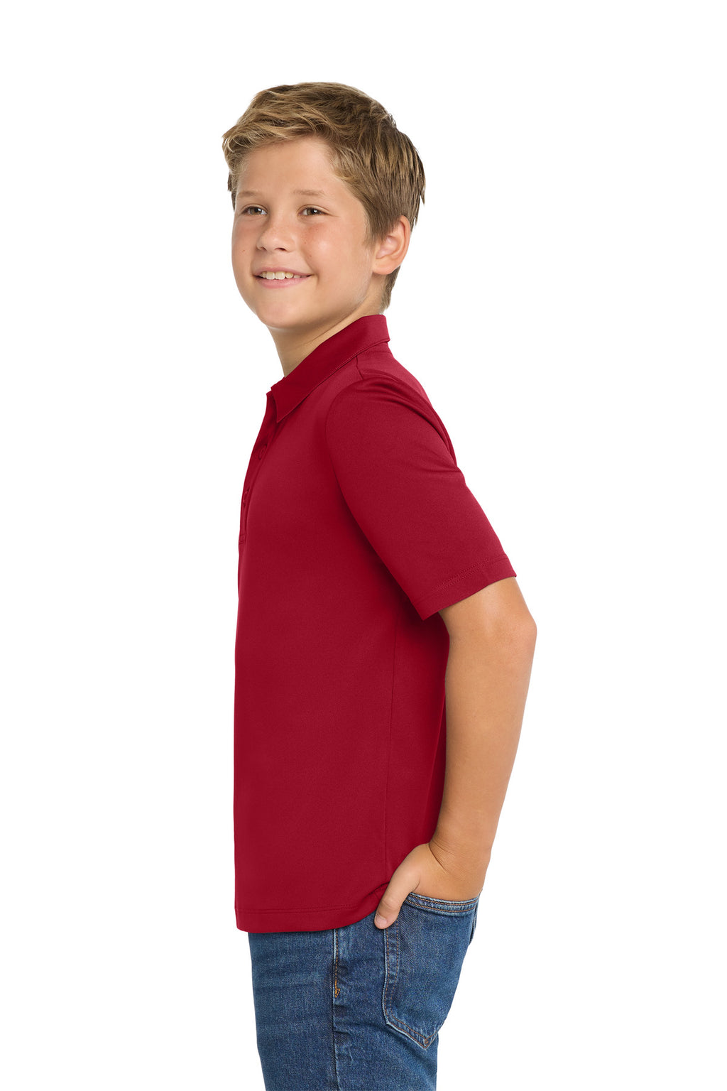 Port Authority Youth Silk Touch Performance Polo. Y540 - Red - side