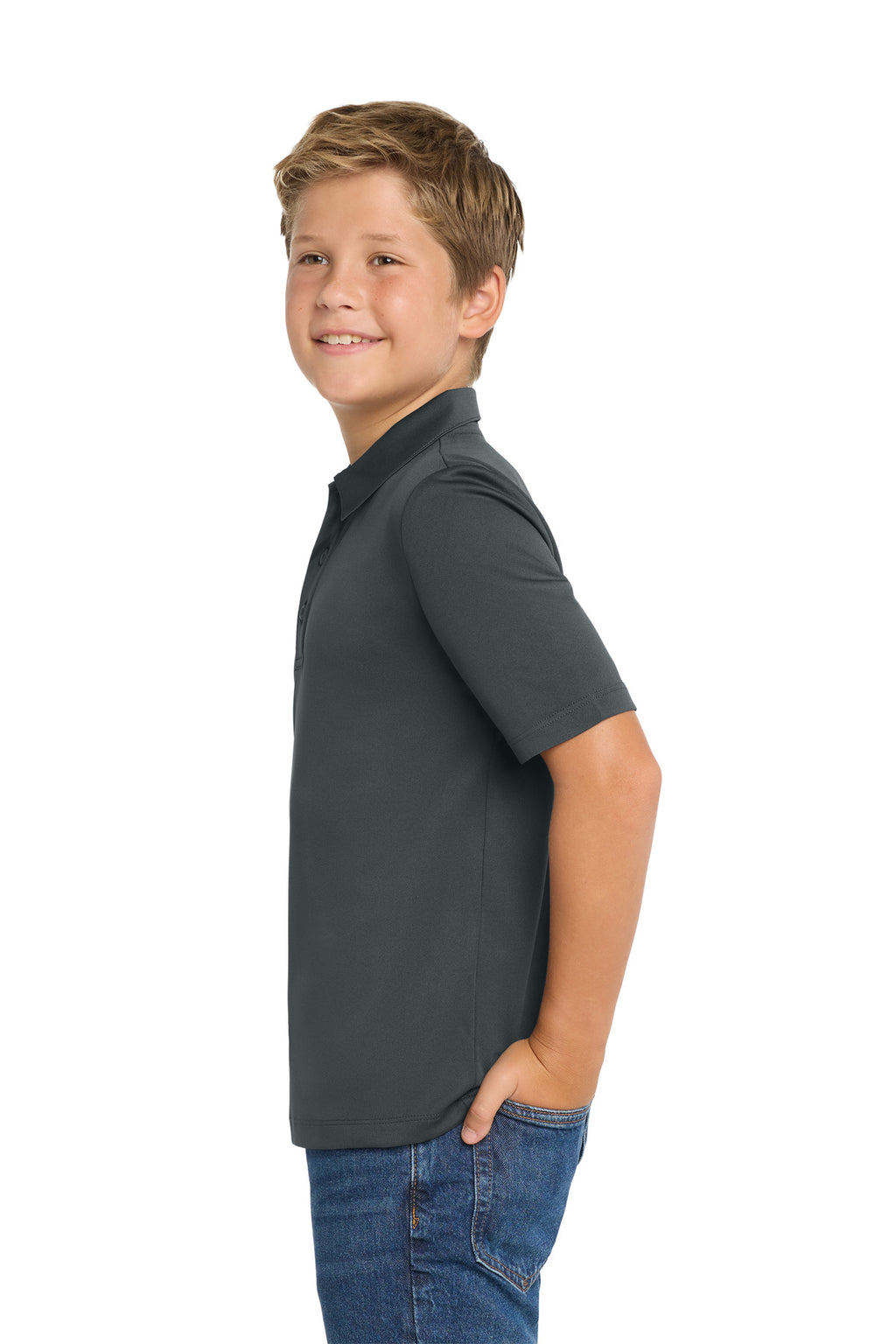 Port Authority Youth Silk Touch Performance Polo. Y540 - Steel Grey - side