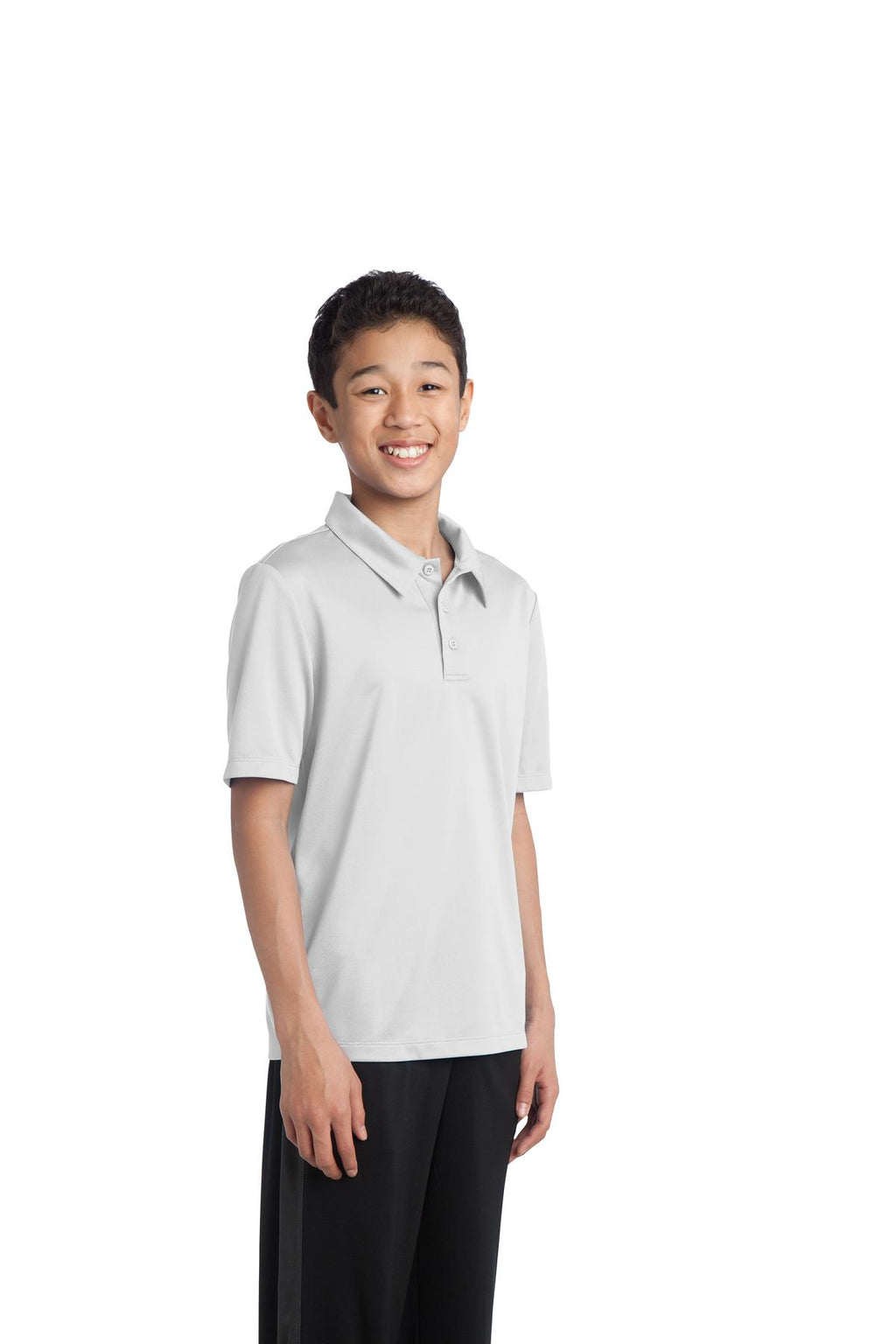 Port Authority Youth Silk Touch Performance Polo. Y540 - White - three_q
