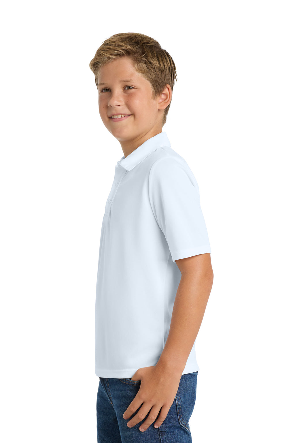 Port Authority Youth Silk Touch Performance Polo. Y540 - White - side