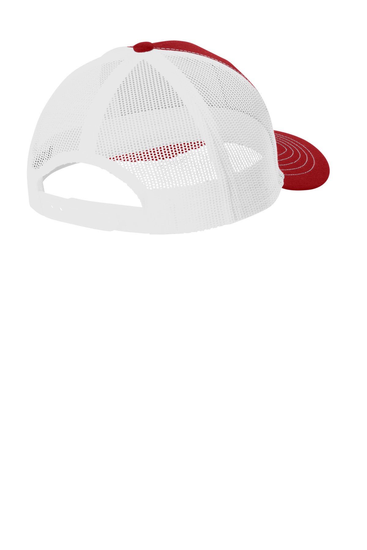 Port Authority Youth Snapback Trucker Cap YC402 - Flame Red/ White - back