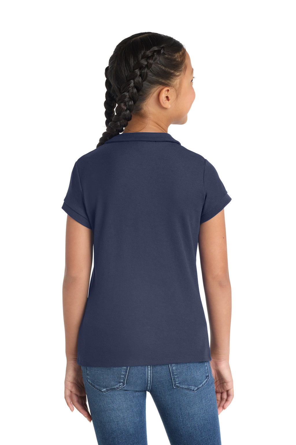 Port Authority Girls Silk Touch Peter Pan Collar Polo. YG503 - Navy - back
