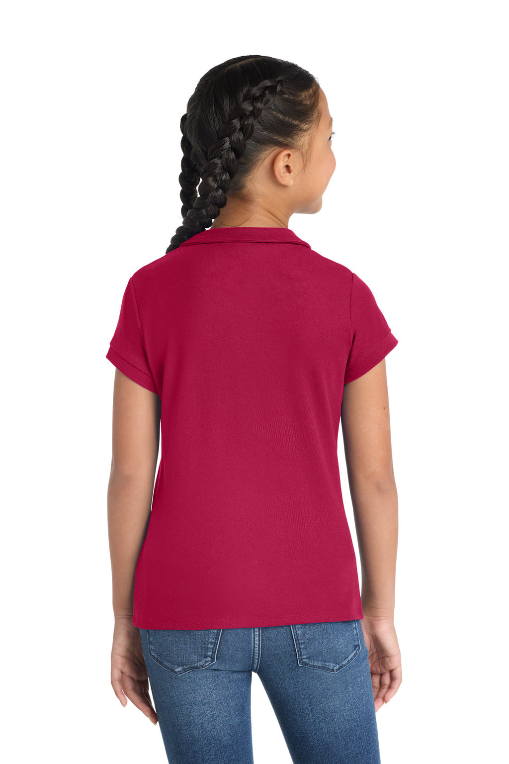Port Authority Girls Silk Touch Peter Pan Collar Polo. YG503 - Red - back