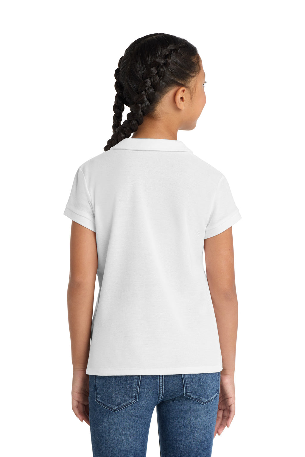 Port Authority Girls Silk Touch Peter Pan Collar Polo. YG503 - White - back