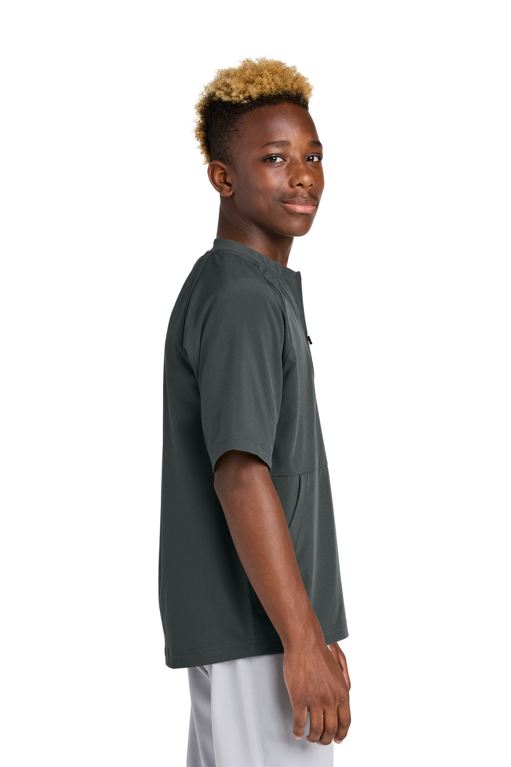 Sport-Tek Youth Repeat 1/2-Zip Short Sleeve Jacket YJST489 - Iron Grey - side