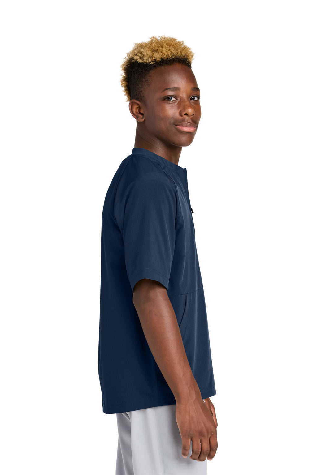 Sport-Tek Youth Repeat 1/2-Zip Short Sleeve Jacket YJST489 - True Navy - side