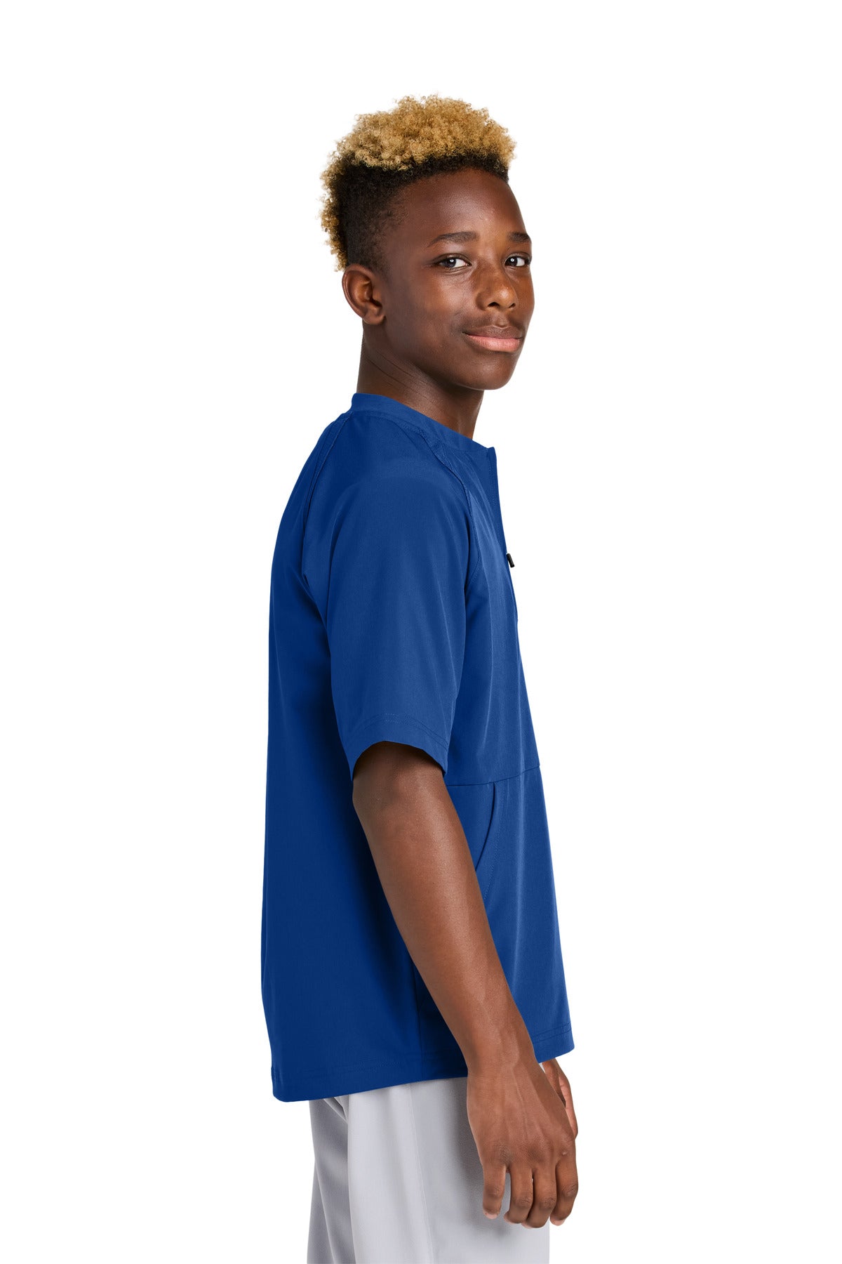 Sport-Tek Youth Repeat 1/2-Zip Short Sleeve Jacket YJST489 - True Royal - side