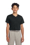 Sport-Tek Youth PosiCharge Tough Mesh Full-Button Jersey YST220 - Black - front