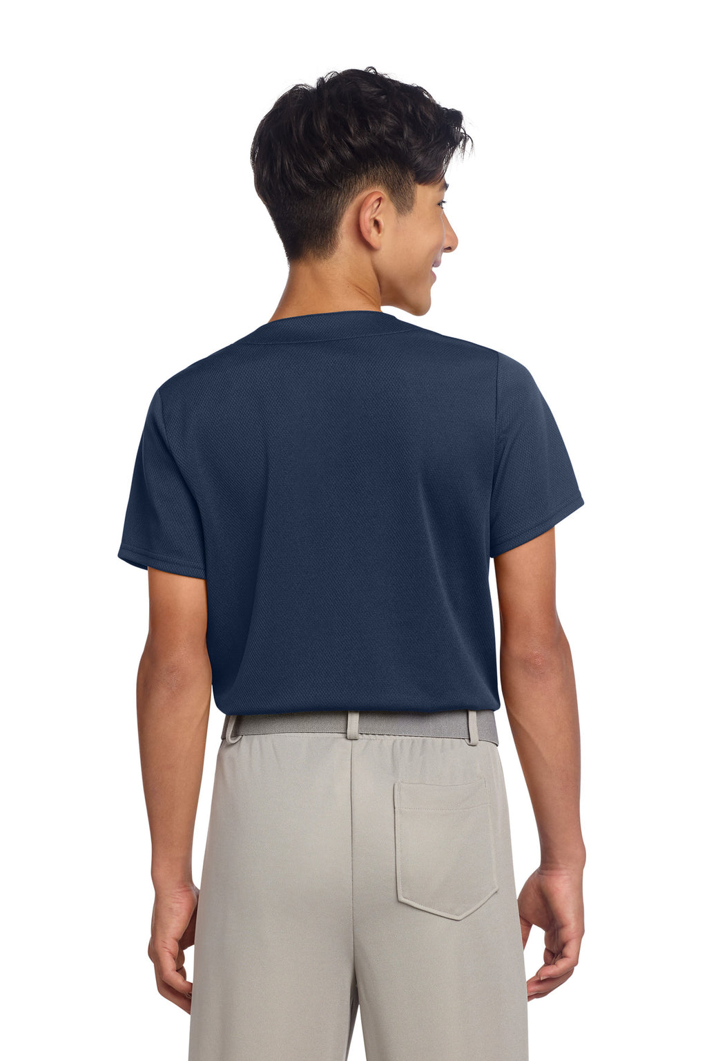 Sport-Tek Youth PosiCharge Tough Mesh Full-Button Jersey YST220 - True Navy - back