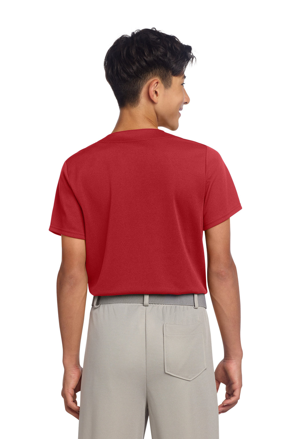 Sport-Tek Youth PosiCharge Tough Mesh Full-Button Jersey YST220 - True Red - back