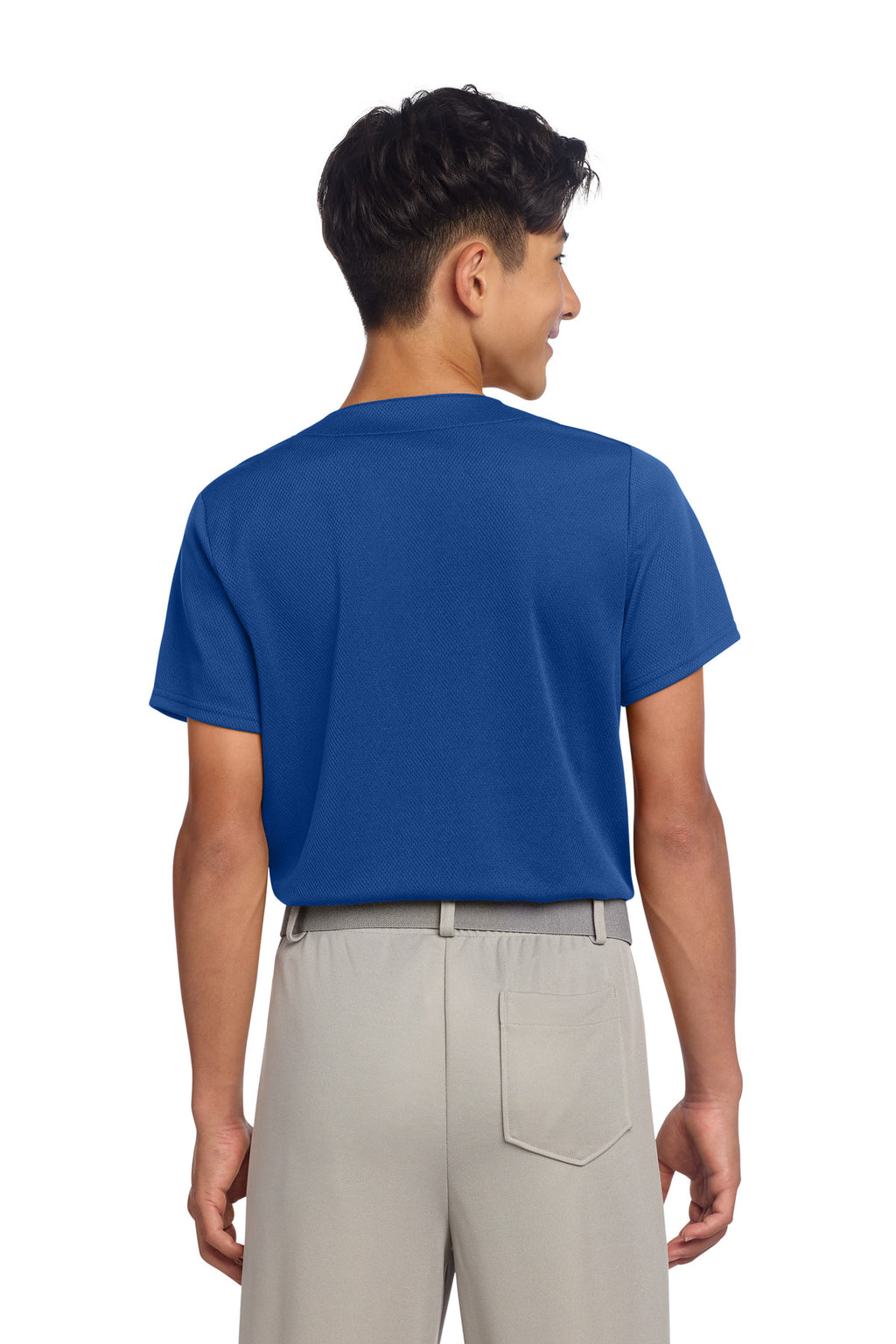 Sport-Tek Youth PosiCharge Tough Mesh Full-Button Jersey YST220 - True Royal - back